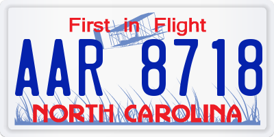 NC license plate AAR8718
