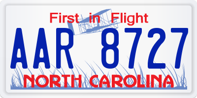 NC license plate AAR8727