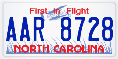 NC license plate AAR8728