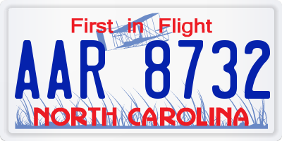 NC license plate AAR8732