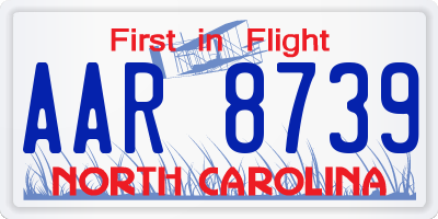 NC license plate AAR8739