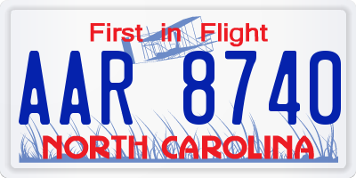 NC license plate AAR8740