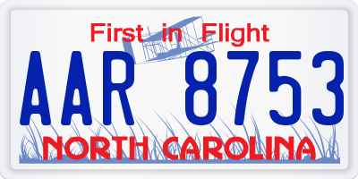 NC license plate AAR8753