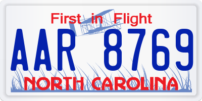 NC license plate AAR8769