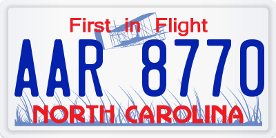 NC license plate AAR8770