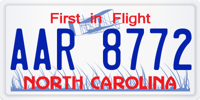 NC license plate AAR8772