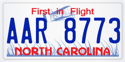 NC license plate AAR8773