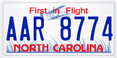 NC license plate AAR8774
