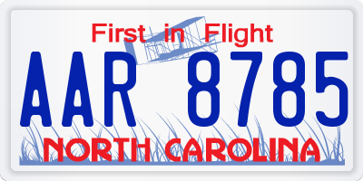NC license plate AAR8785