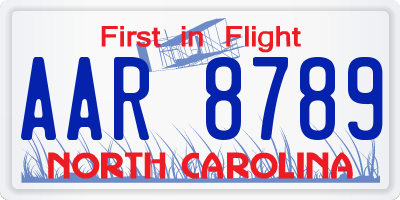 NC license plate AAR8789
