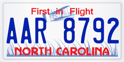 NC license plate AAR8792