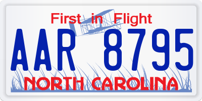 NC license plate AAR8795