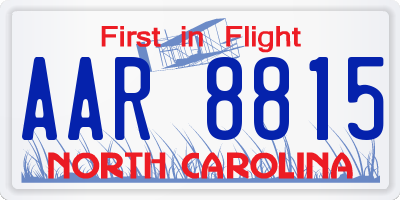 NC license plate AAR8815