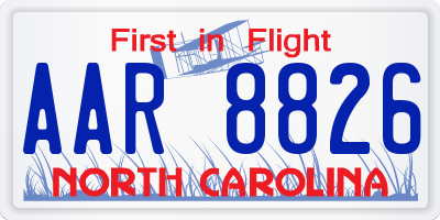 NC license plate AAR8826