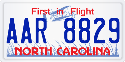 NC license plate AAR8829