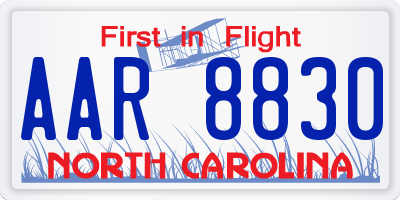 NC license plate AAR8830