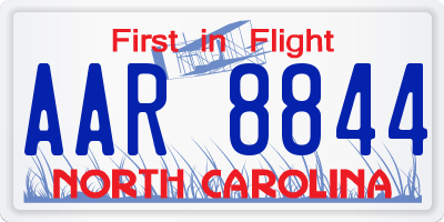 NC license plate AAR8844