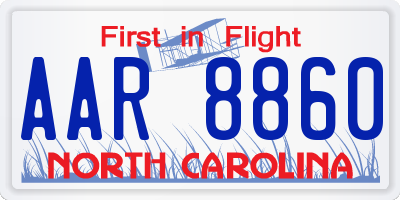 NC license plate AAR8860