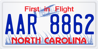 NC license plate AAR8862