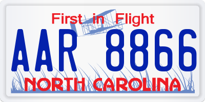 NC license plate AAR8866