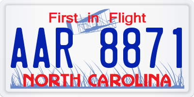 NC license plate AAR8871