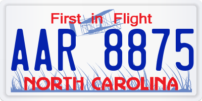 NC license plate AAR8875