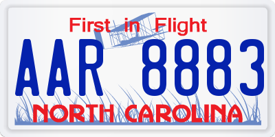 NC license plate AAR8883
