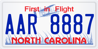 NC license plate AAR8887