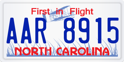 NC license plate AAR8915