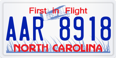 NC license plate AAR8918