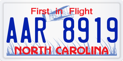 NC license plate AAR8919