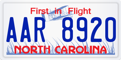 NC license plate AAR8920