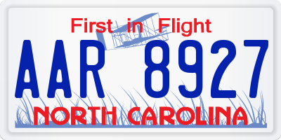 NC license plate AAR8927