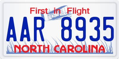NC license plate AAR8935