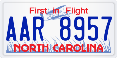 NC license plate AAR8957