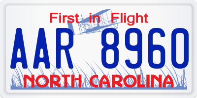 NC license plate AAR8960