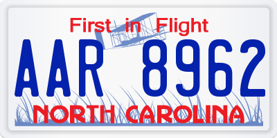 NC license plate AAR8962