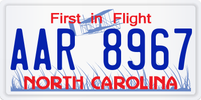 NC license plate AAR8967