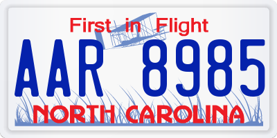 NC license plate AAR8985