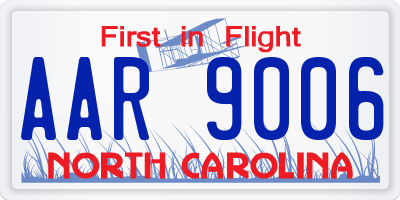 NC license plate AAR9006