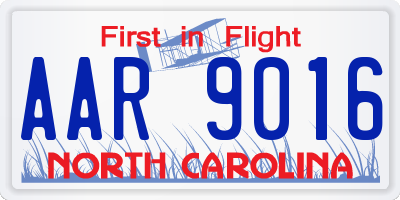 NC license plate AAR9016