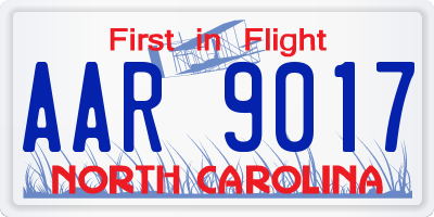 NC license plate AAR9017