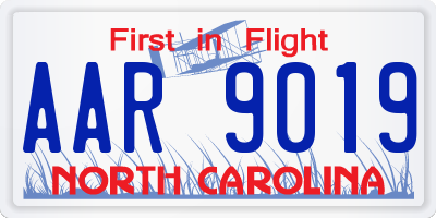 NC license plate AAR9019
