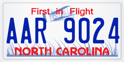 NC license plate AAR9024