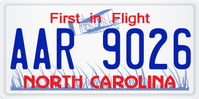 NC license plate AAR9026