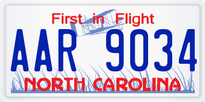 NC license plate AAR9034