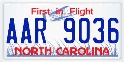 NC license plate AAR9036