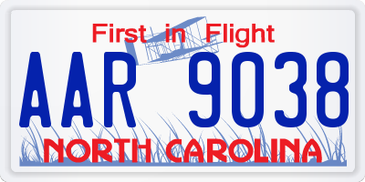 NC license plate AAR9038