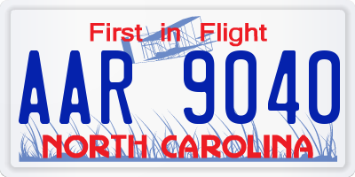 NC license plate AAR9040