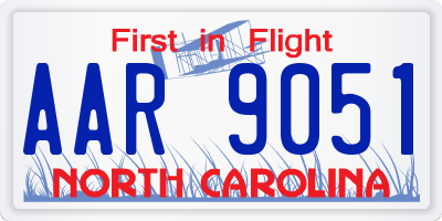 NC license plate AAR9051